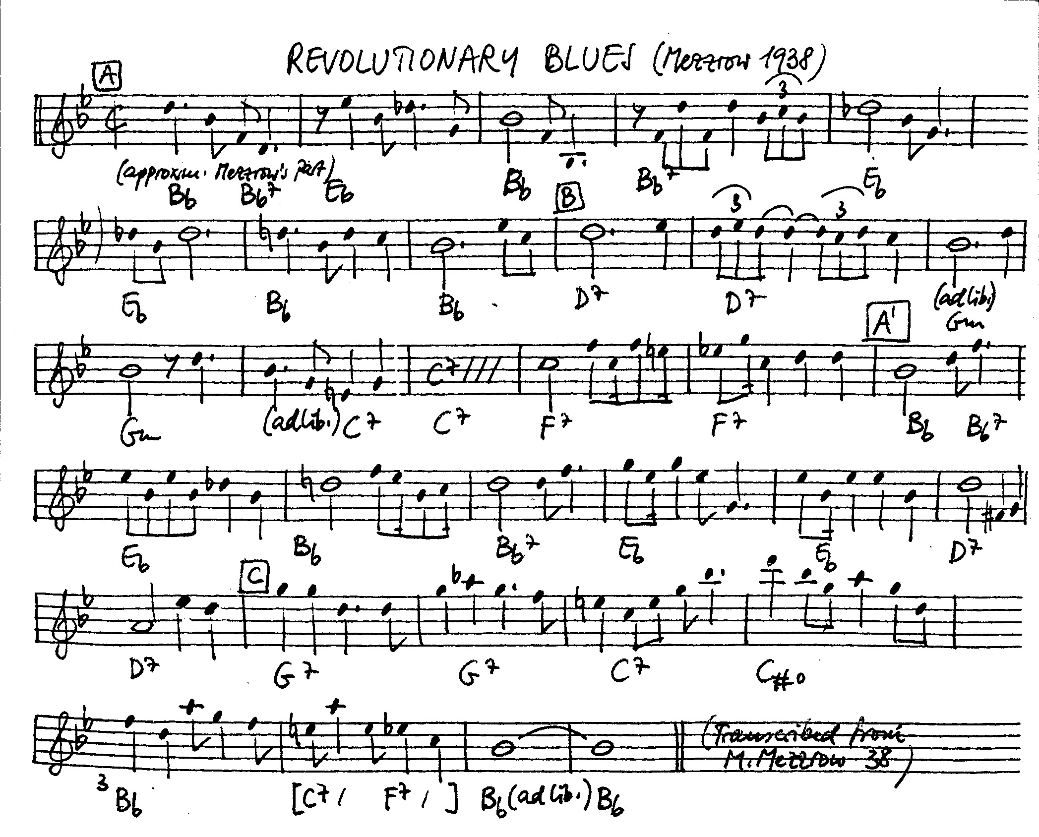 revolutionary blues leadsheet – book us for your next 20s or gatsby event